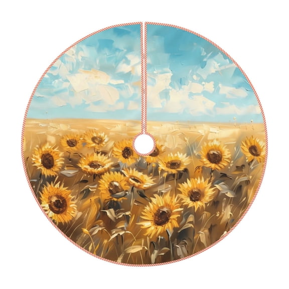 Lukts Sunflower Field Bliss Print Color Life Christmas Tree Skirt, Winter Holiday Tree Mat Decoration ,Can be Used as A Shawl-