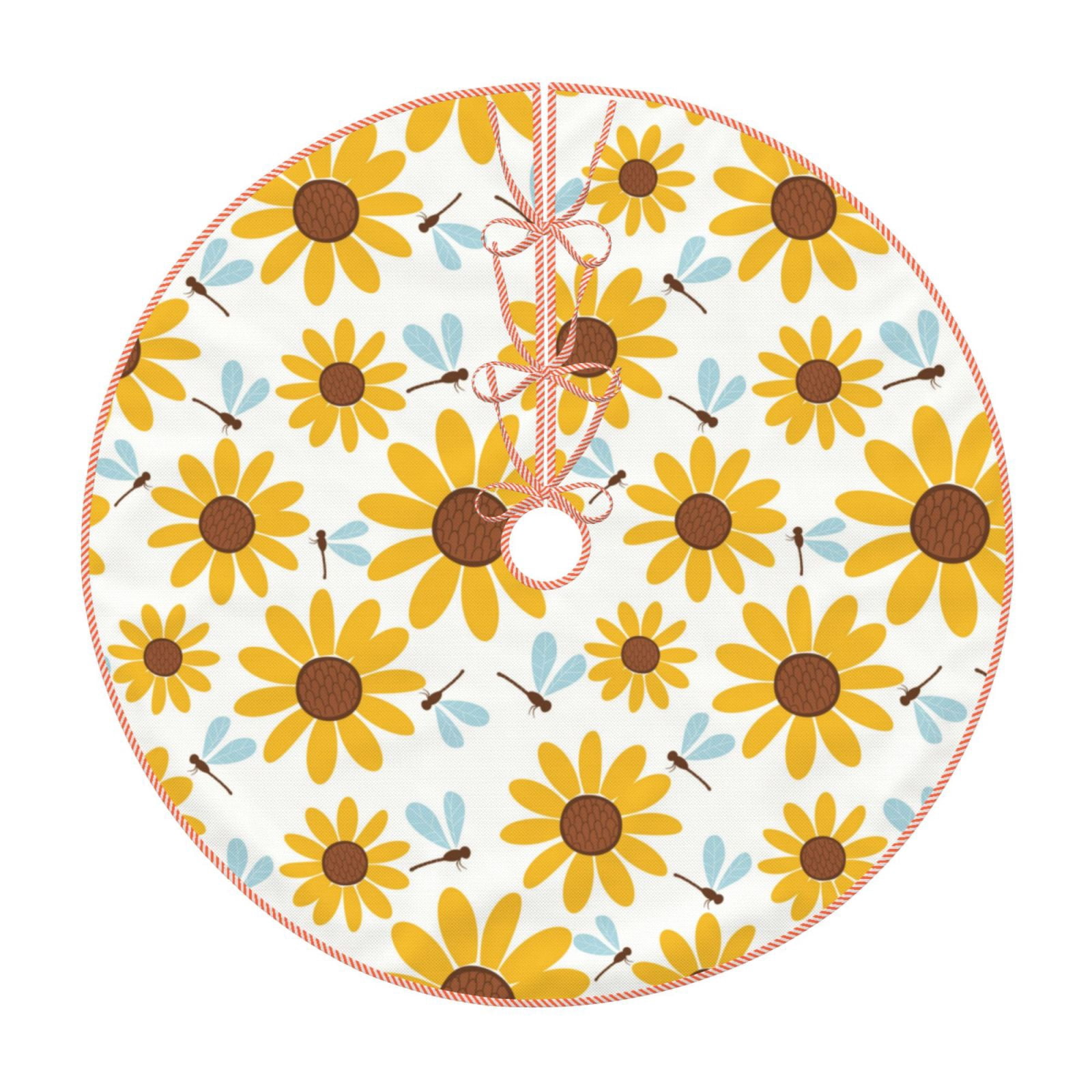Lukts Sunflowers print color life Christmas Tree Skirt, Winter Holiday