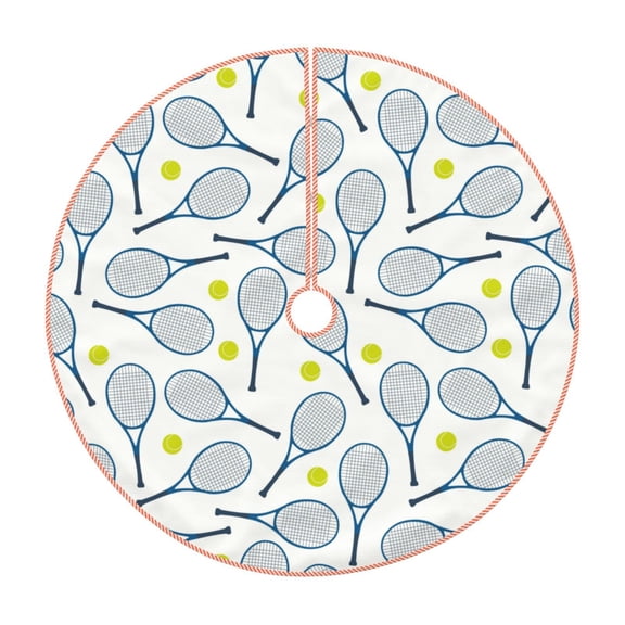 Lukts Tennis Rackets And Balls Print Color Life Christmas Tree Skirt, Winter Holiday Tree Mat Decoration ,Can be Used as A Shawl-48"