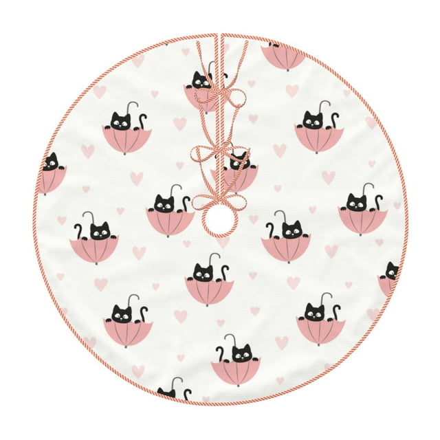 Lukts Umbrella Cat print color life Christmas Tree Skirt, Winter