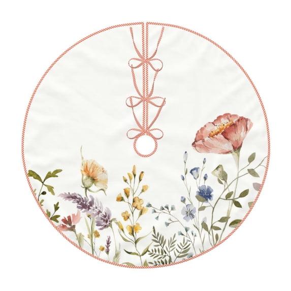 Lukts Watercolor Floral Print Color Life Christmas Tree Skirt, Winter Holiday Tree Mat Decoration ,Can be Used as A Shawl-48"