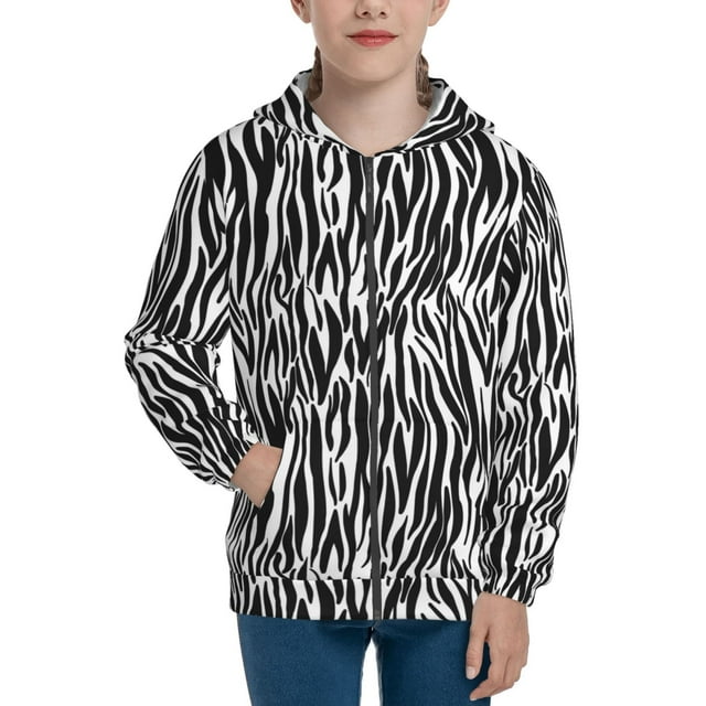 Lukts Zebra Print Hoodies for Teenagers, Sweatshirt with Pockets，Long ...