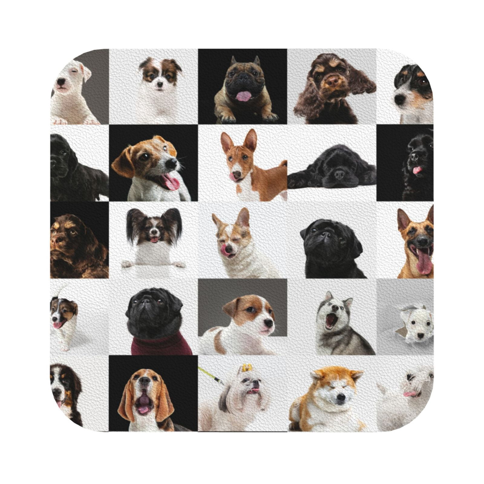 Lukts dogs pets collage Print Leather Drinks Coasters Set of 6,Suitable ...