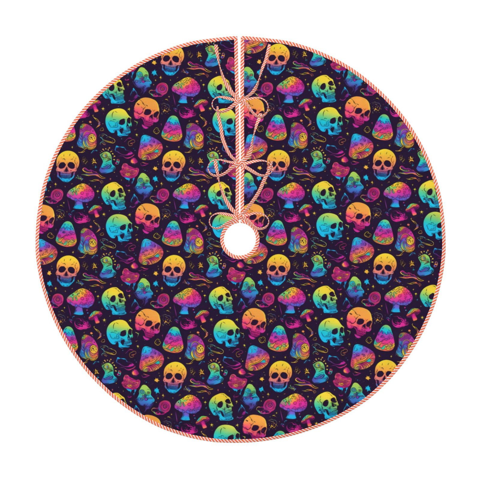 Lukts mushroom color Skull print color life Christmas Tree Skirt