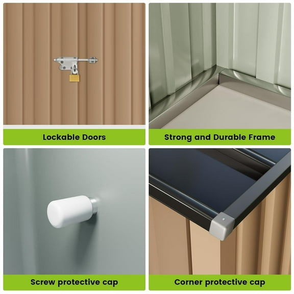 Luku 10 * 12ft Large Outdoor Storage shed, Metal Garden Shed with Ventilation Opening, Lockable, Suitable for Storing Tools, Furniture, in Yard and Farm, with Larger Storage Area