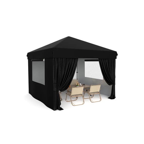 Luku 10x10 FT Commercial Pop-Up Canopy with One-Push Set-up, Waterproof UV Protection, 4 Detachable Sidewalls, Adjustable Height, Sturdy Steel Frame, Black Event Tent
