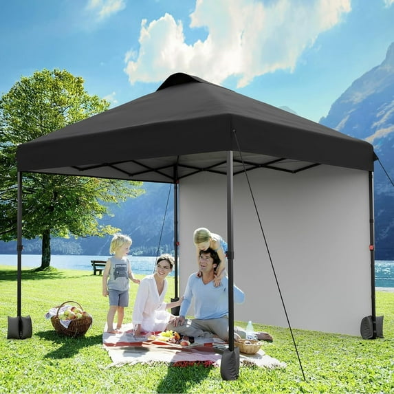Luku 10x10 FT Pop Up Canopy Tent with Removable Sidewall & Vented Roof, Adjustable Height, Heavy Duty Outdoor Gazebo for Patio, Garden, Event, Beach, Backyard