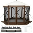 thumbnail image 1 of Luku 10x10FT 6-Sided Pop Up Gazebo Tent, Waterproof UV Protected Screen Tent, Portable Camping Canopy Sun Shelter with Carry Bag, Guy Ropes & Stakes, for Camping Outdoor Party Backyard, 1 of 8