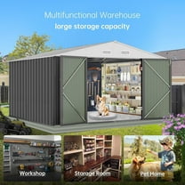 Luku 10x8 Ft Outdoor Storage Shed, Waterproof Garden Tool Shed with Reinforced Frame & Lockable Door, Gray