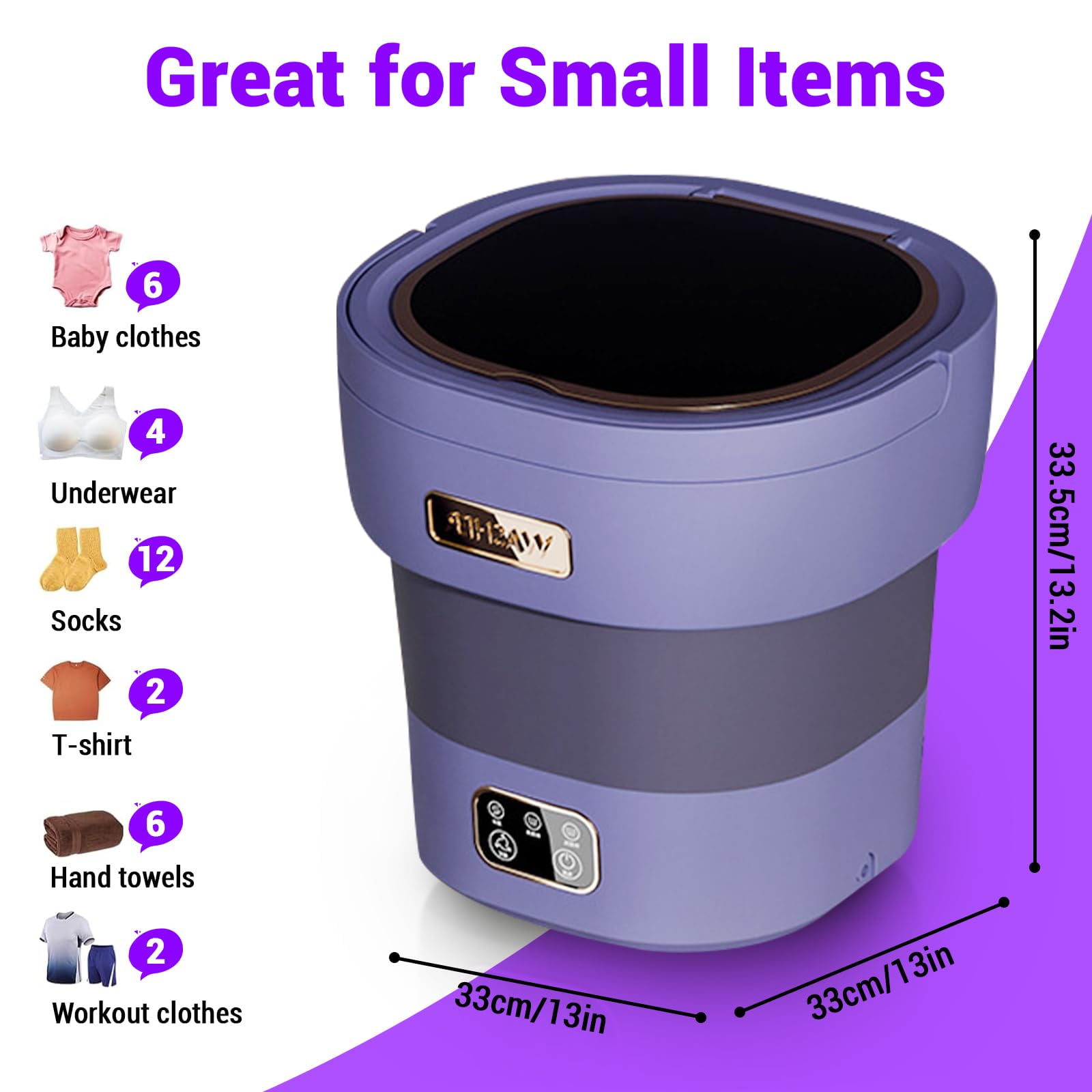 Luku 12L Mini Folding Washing Machine, Portable Collapsible Washer & Dryer for Underwear, Baby Clothes