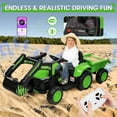 thumbnail image 1 of Luku 12V 3 in 1 Kids Ride on Excavator & Tractor with Detachable Trailer for Boys Girls, Green, 1 of 7