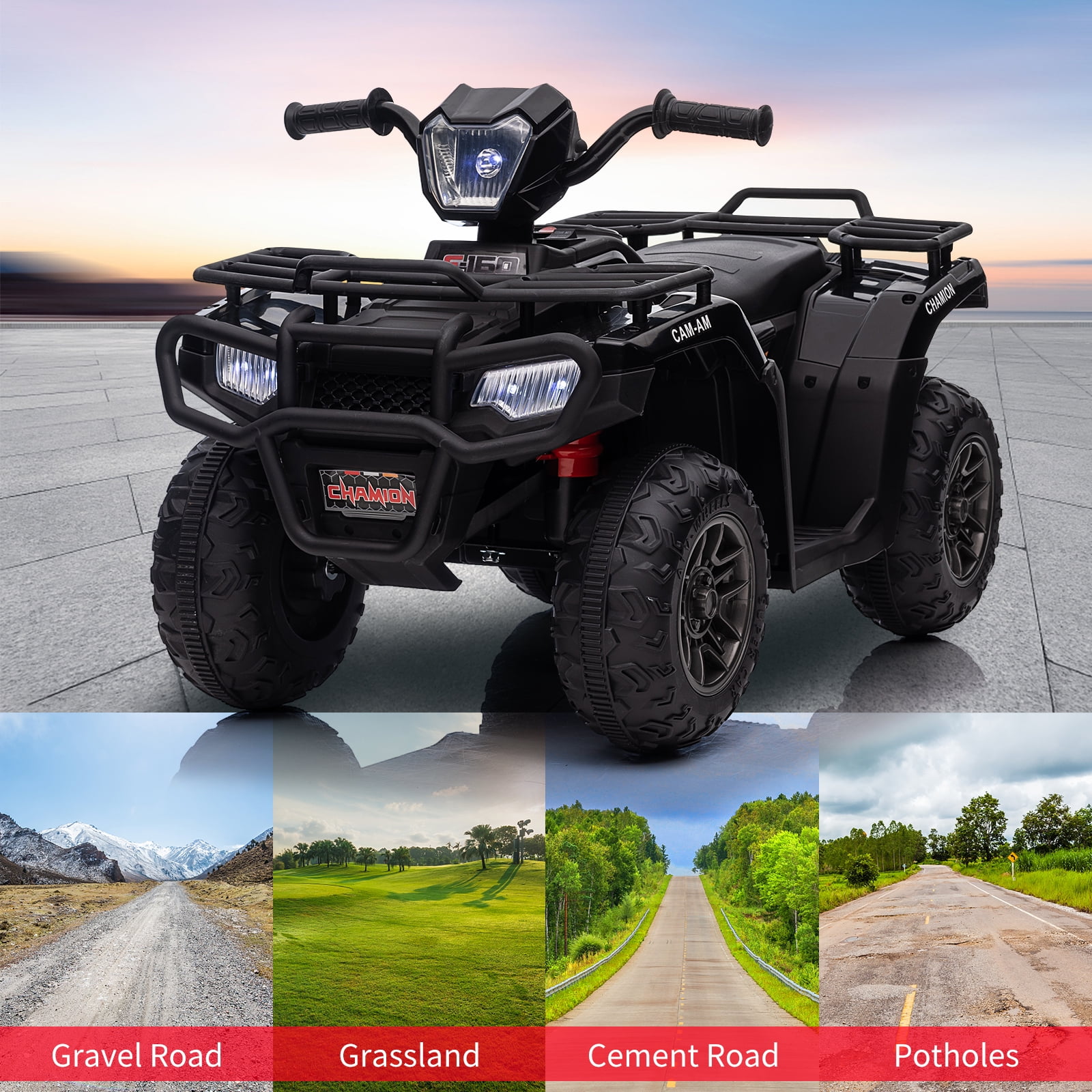 Luku 12V Kids Ride on ATV, Battery-Operated 4 Wheeler for Ages 3-6 with Led Lights, High/Low Speed Settings, Music, USB Connectivity, forward & Backward Motion - Ride-On Quad for Boys&Girls
