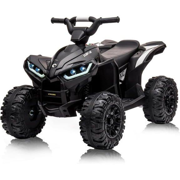 Luku 12V Kids Ride-On Electric ATV, 4 Wheel Dual Drive Toy Car with Music for Boys Girls Gift, Black