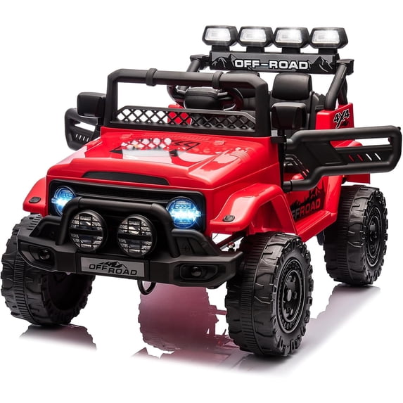 Luku 12V Kids Ride On Truck Car, Electric Vehicles with Remote Control, Lights, Music, 3 Speeds, Red