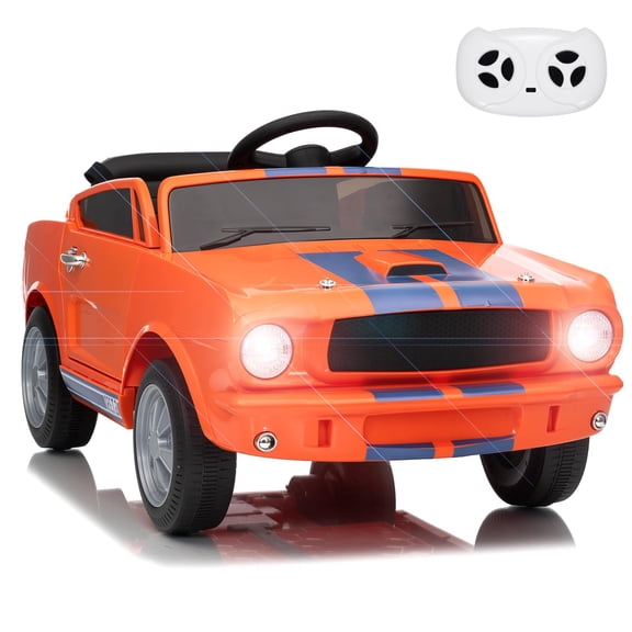Luku 12V Licensed Shelby GT350 Kids Ride-On Car, Remote Control, Dual 30W Motors, 3-Speed, LED Lights, Bluetooth/USB/AUX, Safety Belt, for Ages 3+