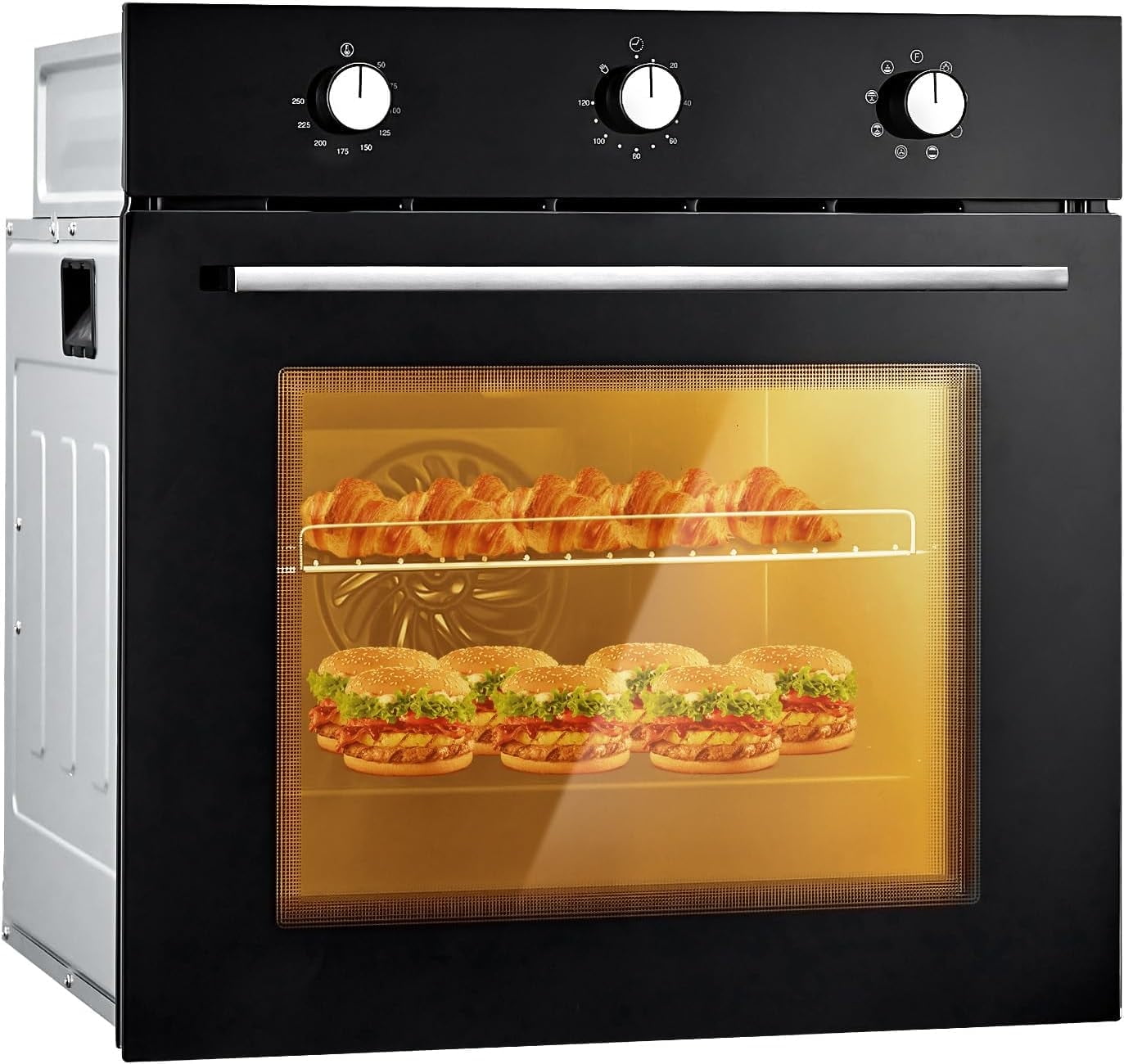 Luku 2.5 Cu.Ft 23.4" Built-in Electric Single Wall Ovens with Mechanical Knobs, 5 Cooking Functions, 3000W