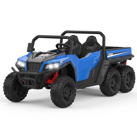 Luku 24V 2-Seater Kids Ride-On Dump Truck with Remote Control, Electric Dump Bed, Music Player, Extra Shovel & LED Lights – 4WD Off-Road Car for Boys and Girls