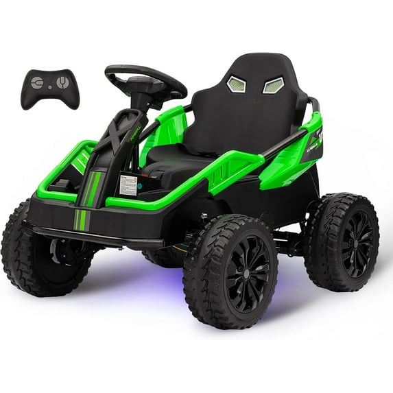 Luku 24V 4x4 Ride On Toy for Big Kids, 4x85W 6MPH Ride On UTV Car w/Parent Remote, 16'' Wide Seat, Music, Horn, Metal Frame, 4 Shock Absorbers, Battery Powered Electric Cars for Kids Age 3+, Green