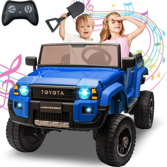 Luku 24V Big Kids’ Toyota Land Cruiser Electric Ride-On – 2-Seater, Remote, Switchable 4WD/2WD, LED, Bluetooth & Shovel
