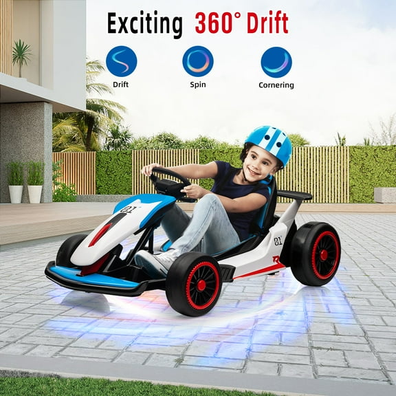 Luku 24V Kids Drift Kart - 2x200W Motors, Bluetooth, Music & Adjustable Speeds
