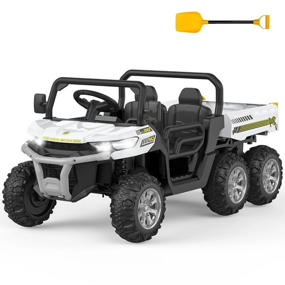 Luku 24V Kids Ride-On 6-Wheel Dump Truck – 2-Seater, 4WD, Parent Remote, Music, LED Lights, Electric Construction Vehicle for Ages 4–12