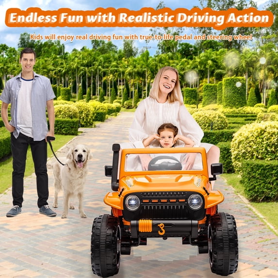 Luku 24V Ride On Car for Kids, 2 Seater Electric Truck with 4x45W Powerful Engine, Music Player