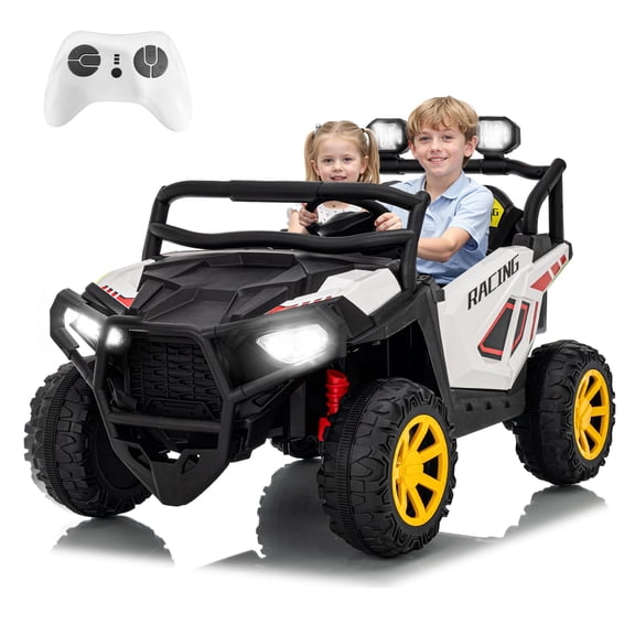 Luku 24V Ride On Toys for Big Kids, 2 Seater Electric UTV Car with Remote Control, 4-Wheeler Suspension, Soft Start, 3 Speeds, Led Lights, Bluetooth, Ride on Truck Kids 2-8 Years