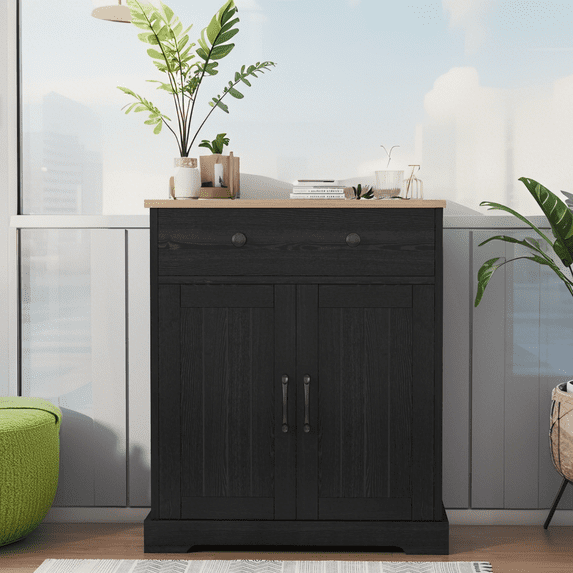 Luku 29”W Floor Cabinet, Modern Kitchen Buffet Cabinet with Storage, Drawers, 2 Doors, Coffee Bar Sideboard for Living Room, Dining Room, Bathroom