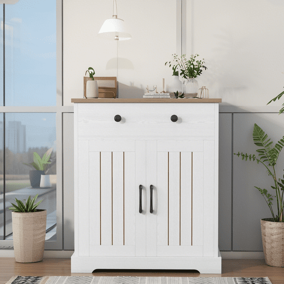Luku 29”W Floor Cabinet, Modern Kitchen Buffet Cabinet with Storage, Drawers, 2 Doors, Coffee Bar Sideboard for Living Room, Dining Room, Bathroom