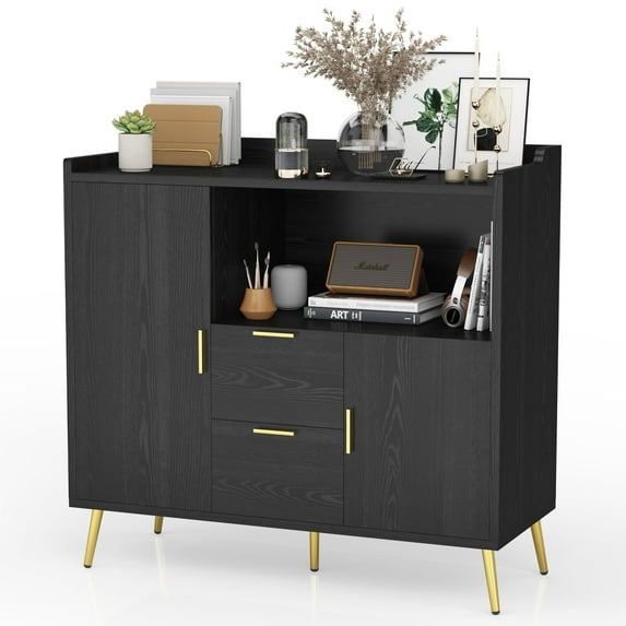 Luku 40" Kitchen Microwave Cabinet, Modern Wood Buffet Sideboard with Storage & Drawer for Kitchen, Coffee Bar