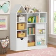 thumbnail image 1 of Luku 43.7" Tall Kids Bookshelf with Storage, Toy Organizer, Kids Bookshelf with Storage Cubby, Children's Toy Shelf, Storage Chest for Playroom, Bedroom, Classroom, Kindergarten, 1 of 7