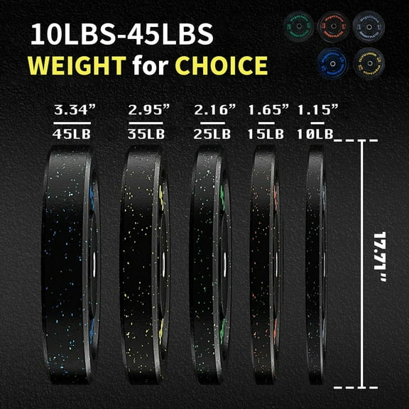 Luku 45 Lb Bumper Plates 1 PCS, 2 inch Rubber Weight Plate, for Weight Lifting Strength Training Home Gym