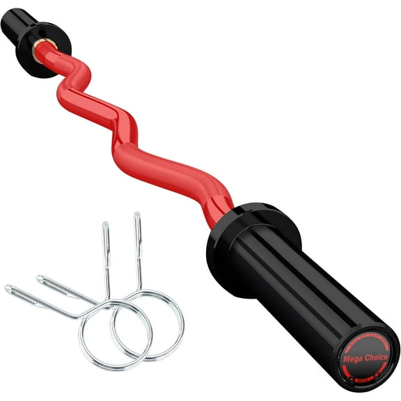 Luku 47" EZ Curl Bar for Weight Lifting, Biceps, Triceps, Back/Leg Muscle Group Exercise,Chrome Curling Bar Fit 2" Standard Weights