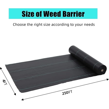Luku 4ft x 250ft Weed Barrier Landscape Fabric, 1.8oz Premium Non-Woven Ground Cover Mat for Garden & Landscaping