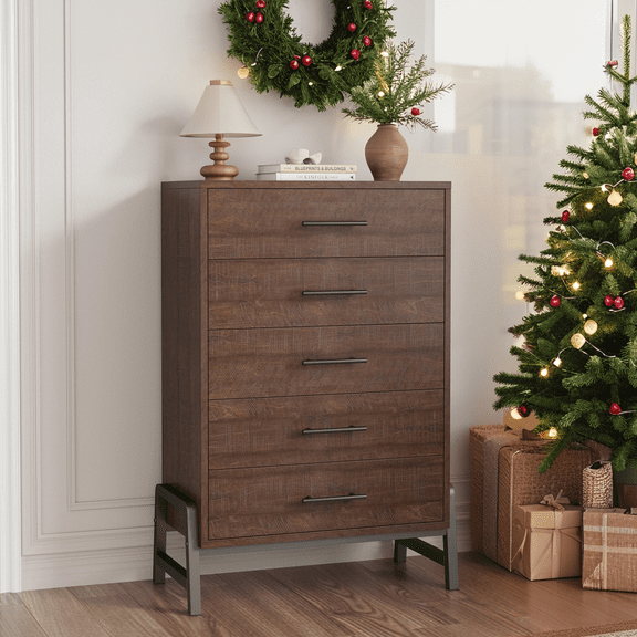 Luku 5/6 Drawer Dresser for Bedroom, 50.5" Tall Freestanding Wood Chest with Large Storage, Modern Closet Organizer for Living Room, Entryway