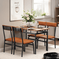 thumbnail image 1 of Luku 5 Piece Dining Table Set, Wood Table & 4 PU Chairs, Industrial Metal Frame Kitchen Set, 1 of 7