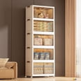 thumbnail image 1 of Luku 5 Tier Plastic Storage Boxes with Lid, Stackable Storage Boxes with Wheels, Foldable Storage Drawers Box with Front Door, Plastic Containers for Living Room Bedroom Organisation, 1 of 7