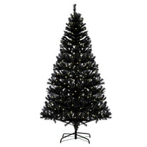 Luku 6.5 Ft Prelit Artificial Christmas Tree, Black Christmas Tree with 250 Warm White LED Lights & 818 Branches