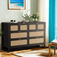 thumbnail image 1 of Luku 6 Drawer Dresser, Rattan Dresser for Bedroom with Metal Handles, Farmhouse Wood Storage Chest of Drawers for Bedroom, Living Room, Hallway, Entryway, 1 of 8
