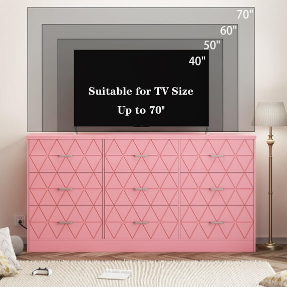 Luku 63" 9-Drawer Dresser for Bedroom, Large Modern Chest with Power Outlet, Storage Organizer for Closet