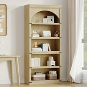 Luku 68.7" Farmhouse Curved Bookshelf Stylish Arched Bookcase with Sturdy Wooden Shelves