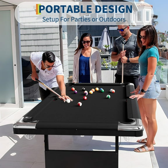 Luku 6Ft/7Ft Portable Pool Table, Folding Billiards Table for Adults, Outdoor Game Room & Man Cave