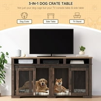 Luku 71" Double Dog Crate Furniture, Extra Large Dog Kennel with 3 Storage Drawers, Removable Divider & Sliding Barn Door