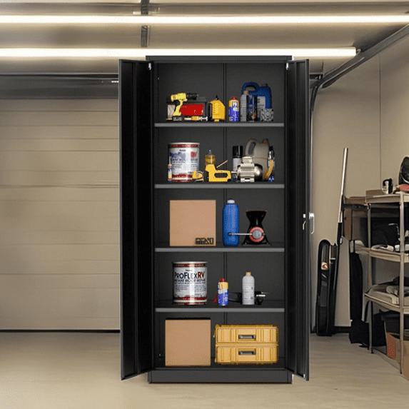 Luku 71 Inch Tall Metal Storage Cabinet with Lock, Adjustable Shelves & Leveling Feet, Reinforced Steel Tool Cabinet for Garage, Office, Home
