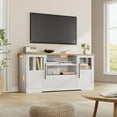 thumbnail image 1 of Luku 72" TV Stand, Farmhouse Entertainment Center with Wave Pattern, 2 Glass Door Cabinets & Open Storage, 1 of 7