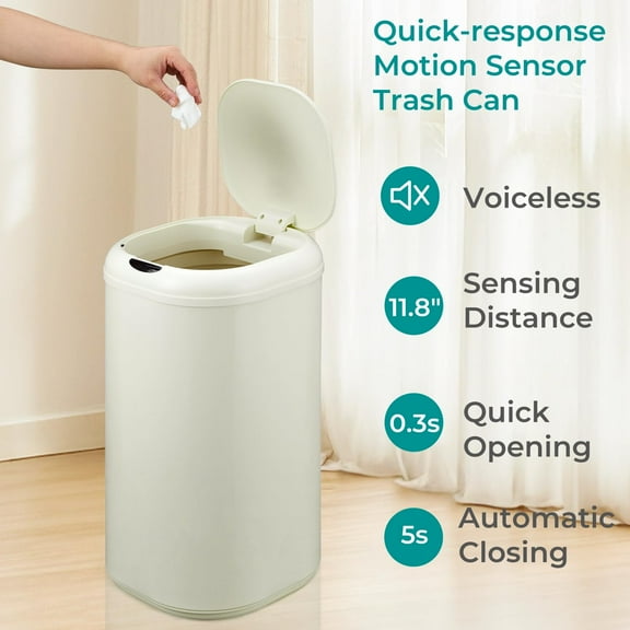 Luku 8 Gallon Motion Sensor Trash Can with Lid, 30L Touchless Stainless Steel Garbage Bin for Kitchen