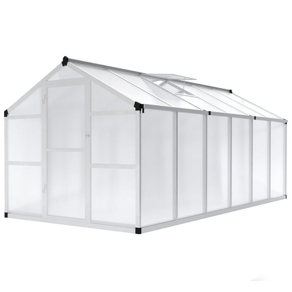 Luku 8x12 FT Polycarbonate Greenhouse, Heavy Duty Aluminum Frame, Single Door & Adjustable Vents for Outdoor Garden