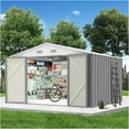 thumbnail image 1 of Luku 8x8 Ft Outdoor Storage Shed, Grey Waterproof Garden Tool Shed with Reinforced Frame & Lockable Door, 1 of 7