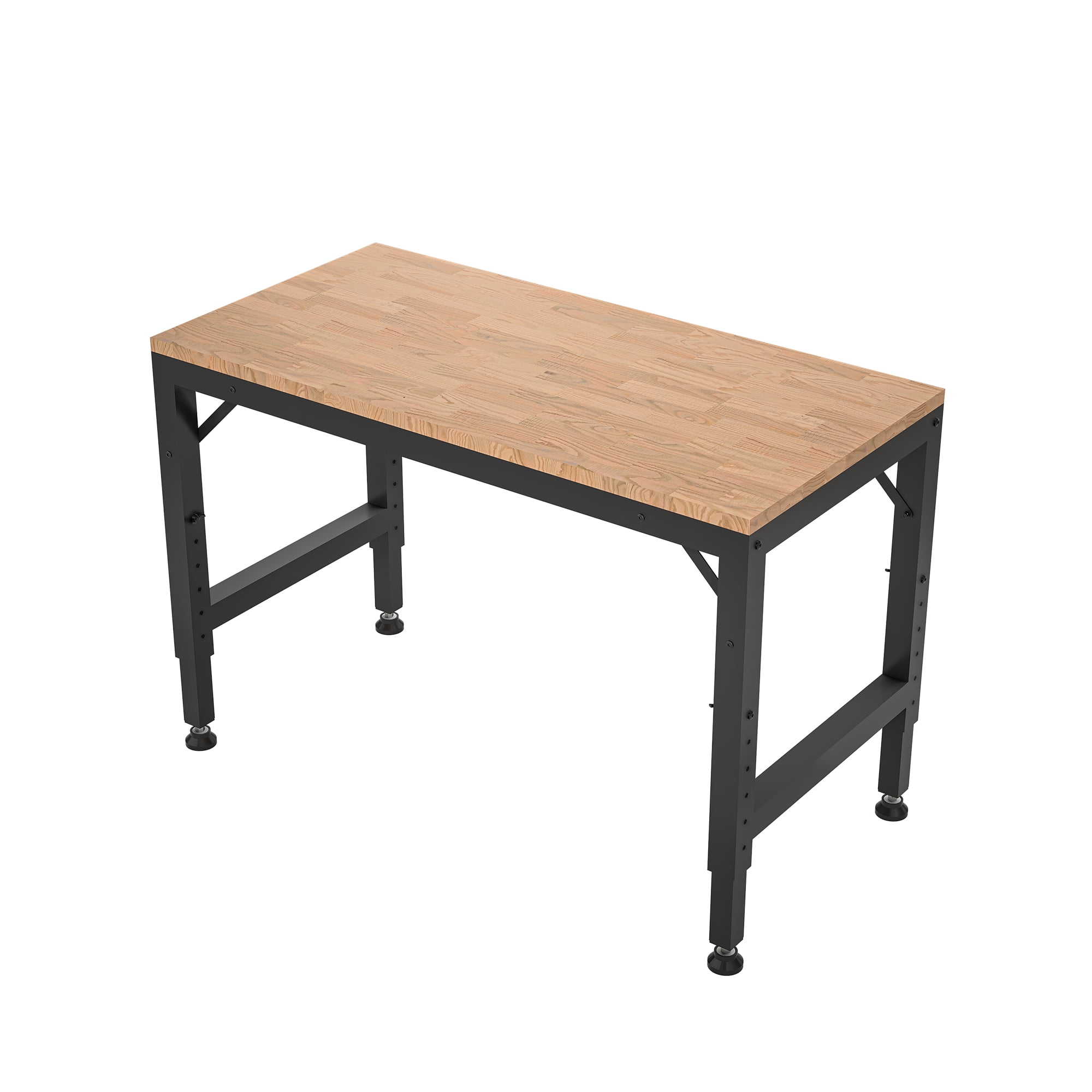 WORKPRO Adjustable Workbench - 47.2" X 23.6" Rubber Wood Table With Crank Handle (300lb Capacity)