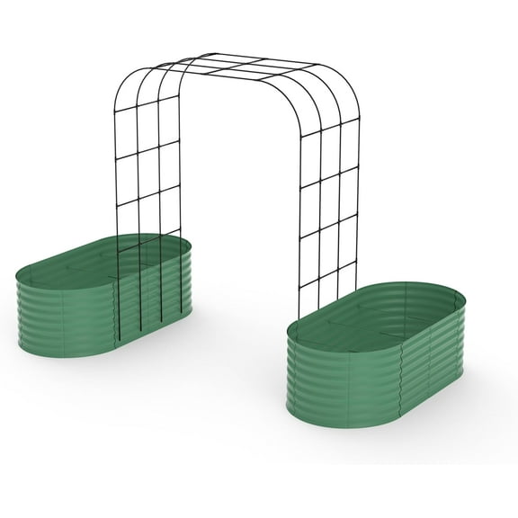Luku All-Season Vertical Gardening Kit: 95" Trellis with Metal Raised Beds and Adjustable Plant Clips